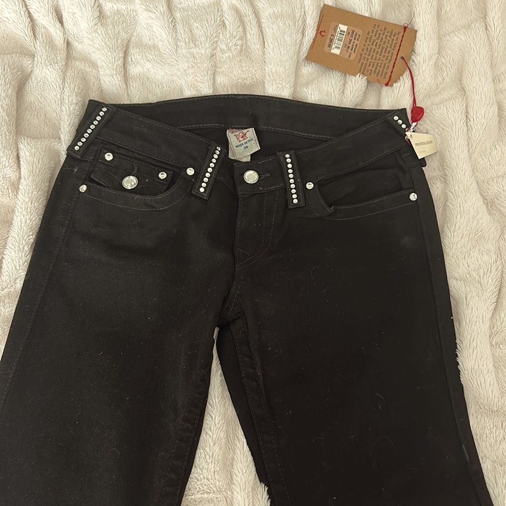 True Religion 29 Disco Diva Billy Black Diamond Bedazzled NWT